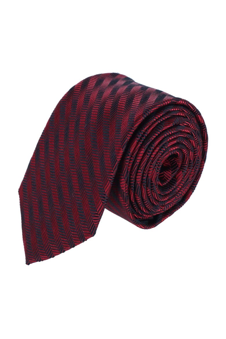 Nathanial Regal Patterned Diagonal Line Silk Business Necktie, Main, color, Red