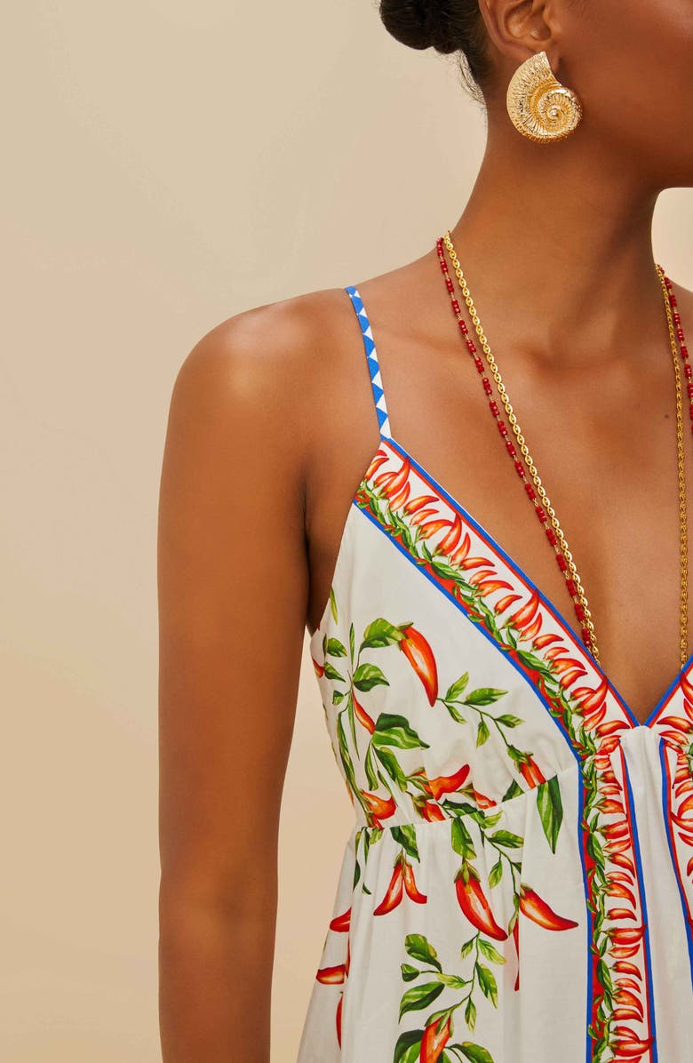 FARM Rio Picnic Peppers Ainika Organic Cotton Minidress, Alternate, color, Off-White