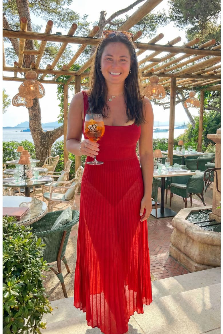 Women's Eden Sheer Cocktail Dress, Alternate, color, Red