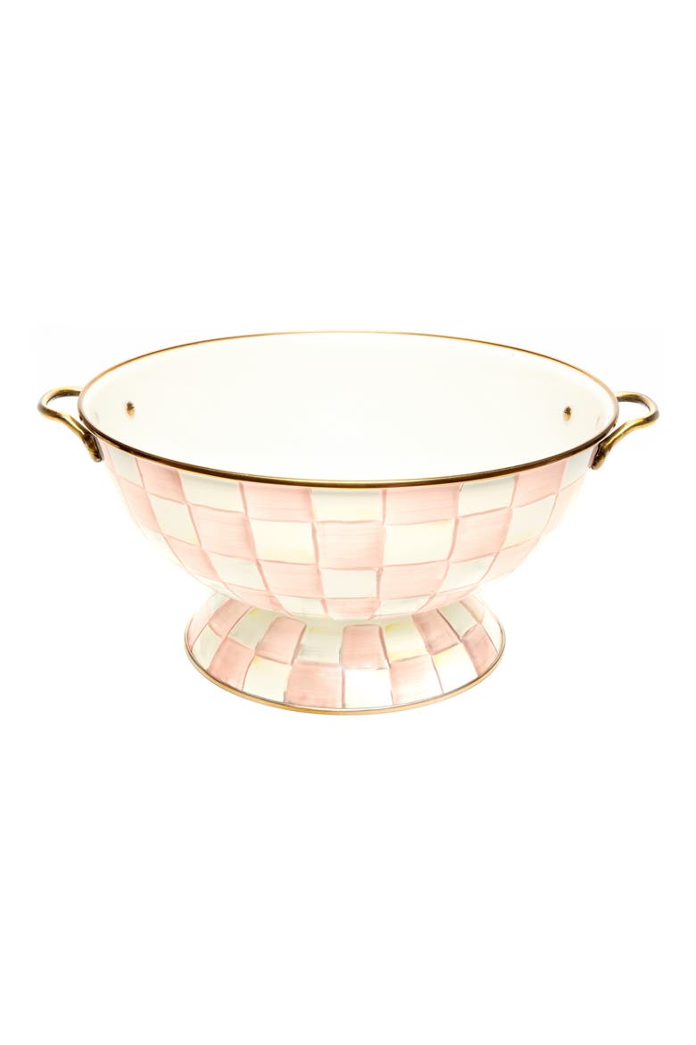 Rosy Check Enameled Steel Everything Bowl, Main, color, PINK/ WHITE