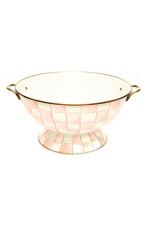 Rosy Check Enameled Steel Everything Bowl