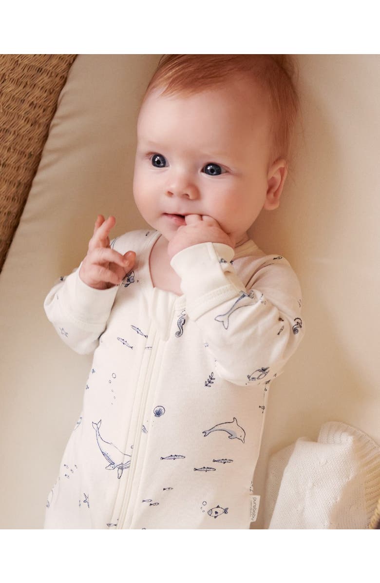 Purebaby 4 Pack Zip Footie Boys, Alternate, color, Vanilla Nautical Pack