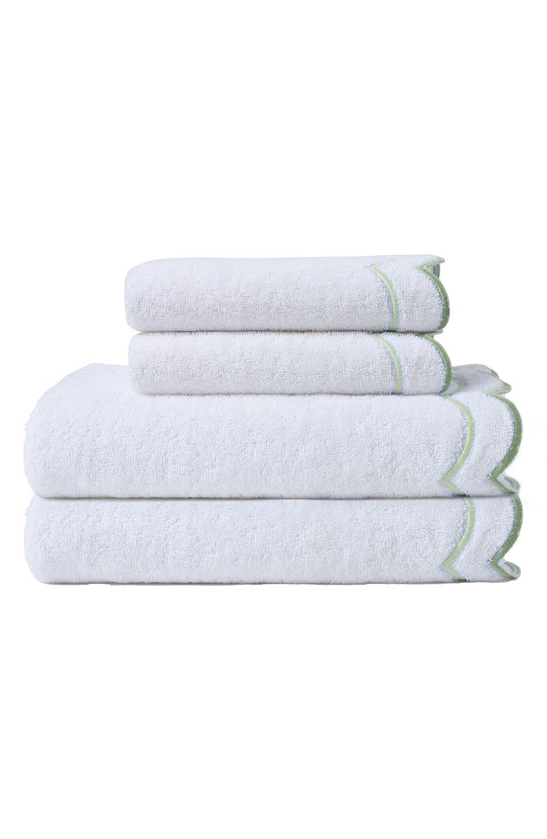 Peri Home Scallop 4-Piece Towel Set, Main, color, Sage