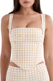 HOUSE OF CB Lottie Gingham Corset Tank