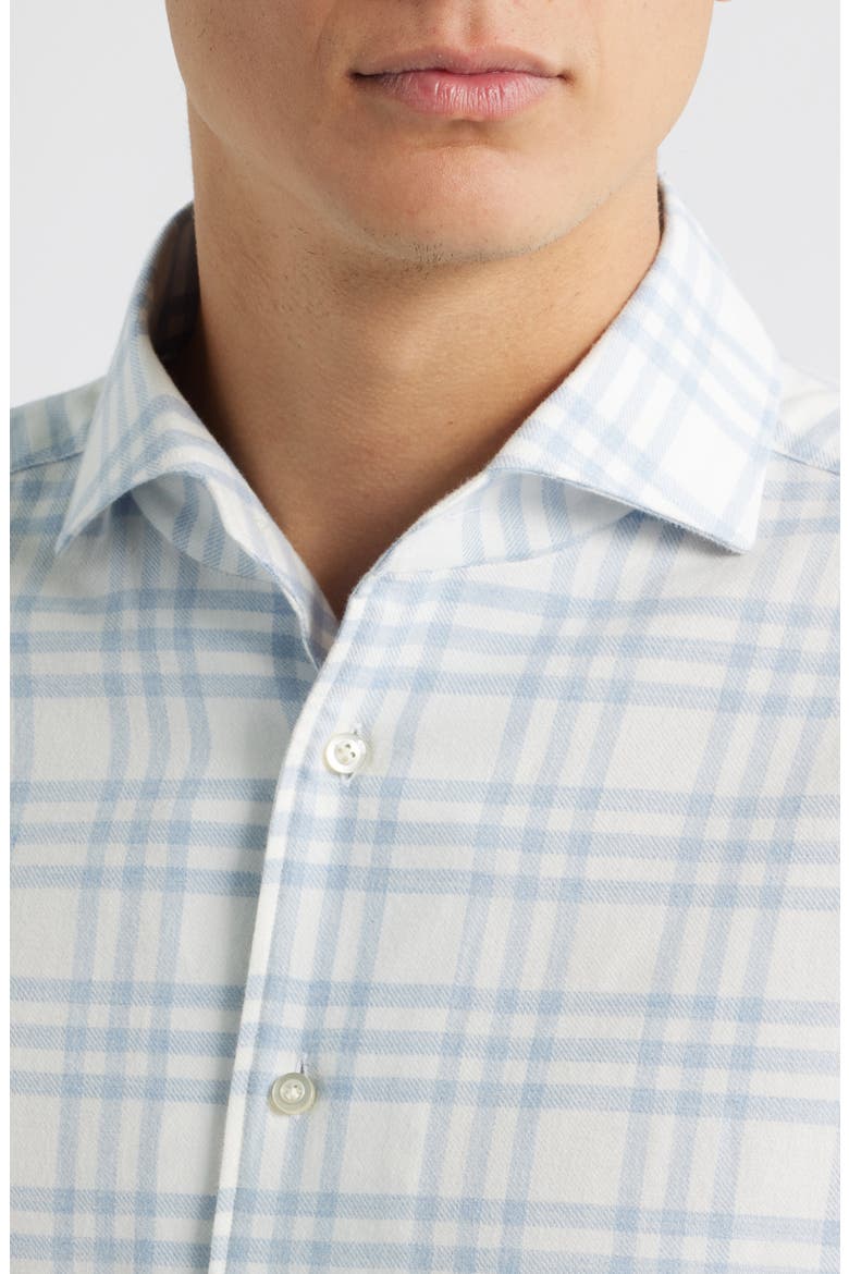 Modern Fit Plaid Cotton Flannel Dress Shirt, Alternate, color, BLUE