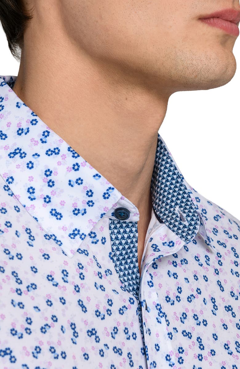 CONSTRUCT Daisy Floral Print Stretch Dress Shirt, Alternate, color, White/ Purple