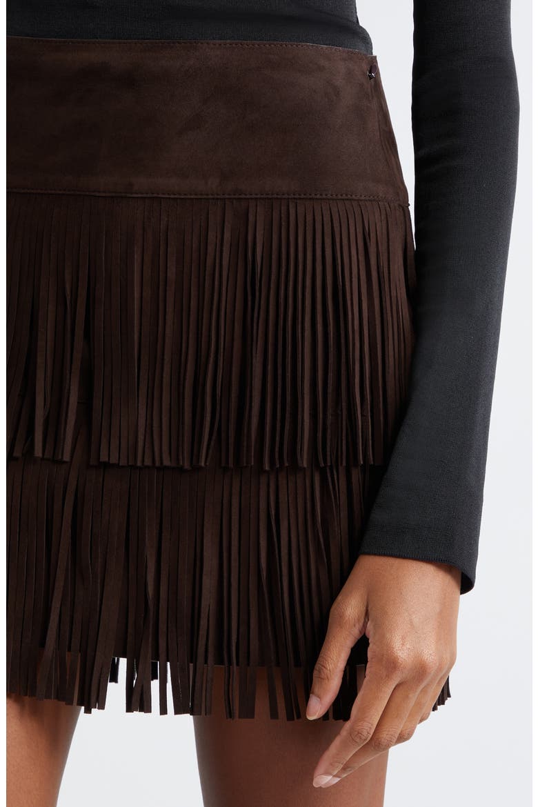 Leather Fringe Miniskirt, Alternate, color, CHOCOLATE