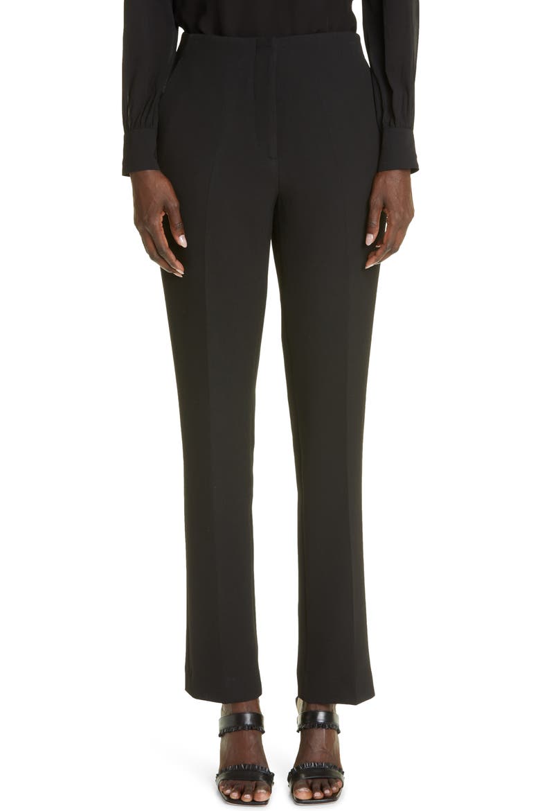 Michelle Stretch Crepe Slim Leg Pants, Main, color, BLACK