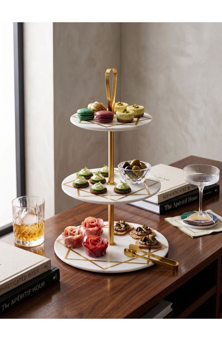 GAURI KOHLI Marbella Cake Stand, Alternate, color, White