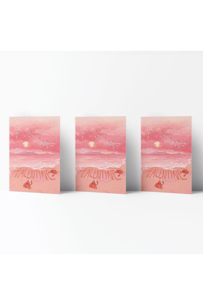 Valentine's Day Friendship Greeting Card Pack Sets, 'Kiss Me Valentine Crabs', Main, color, Multi-Pack