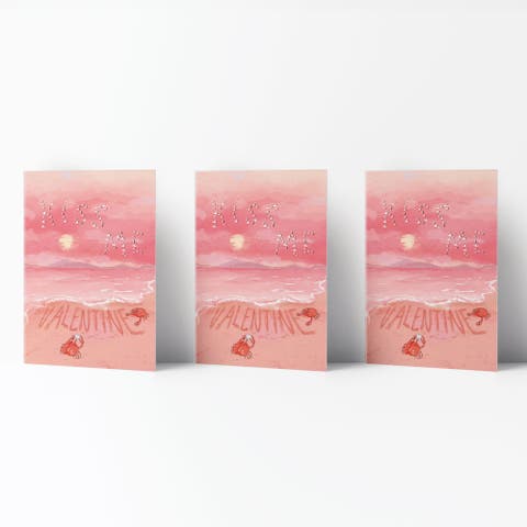 Valentine's Day Friendship Greeting Card Pack Sets, 'Kiss Me Valentine Crabs'