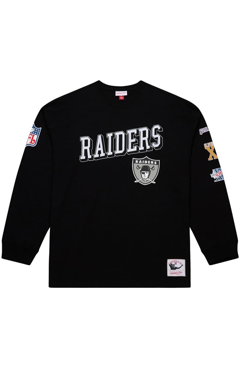 Mitchell & Ness Men's Mitchell & Ness Black Oakland Raiders Training Camp Vintage Logos Long Sleeve T-Shirt, Alternate, color,