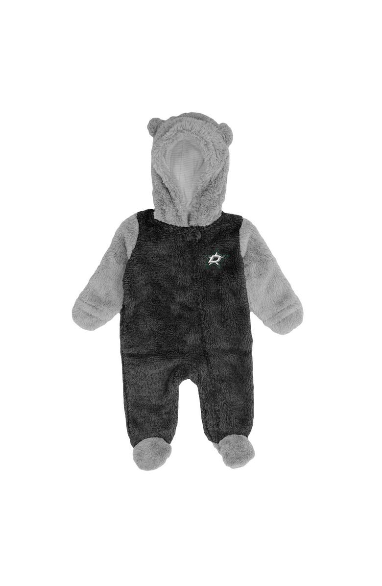 Outerstuff Newborn & Infant Black Dallas Stars Game Nap Teddy Fleece Bunting Full-Zip Sleeper, Alternate, color, Black
