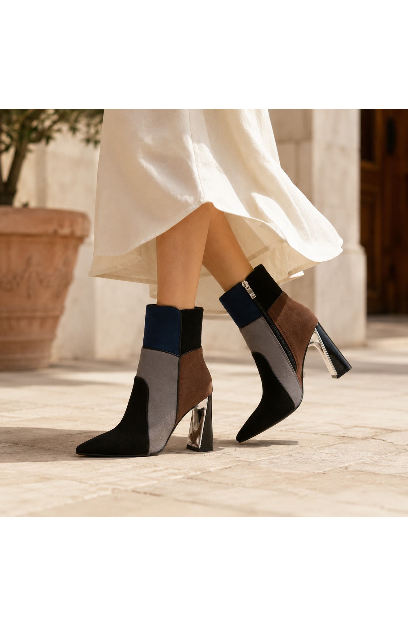 Fina Faux Suede Bootie, Alternate, color, BLACK MULTI