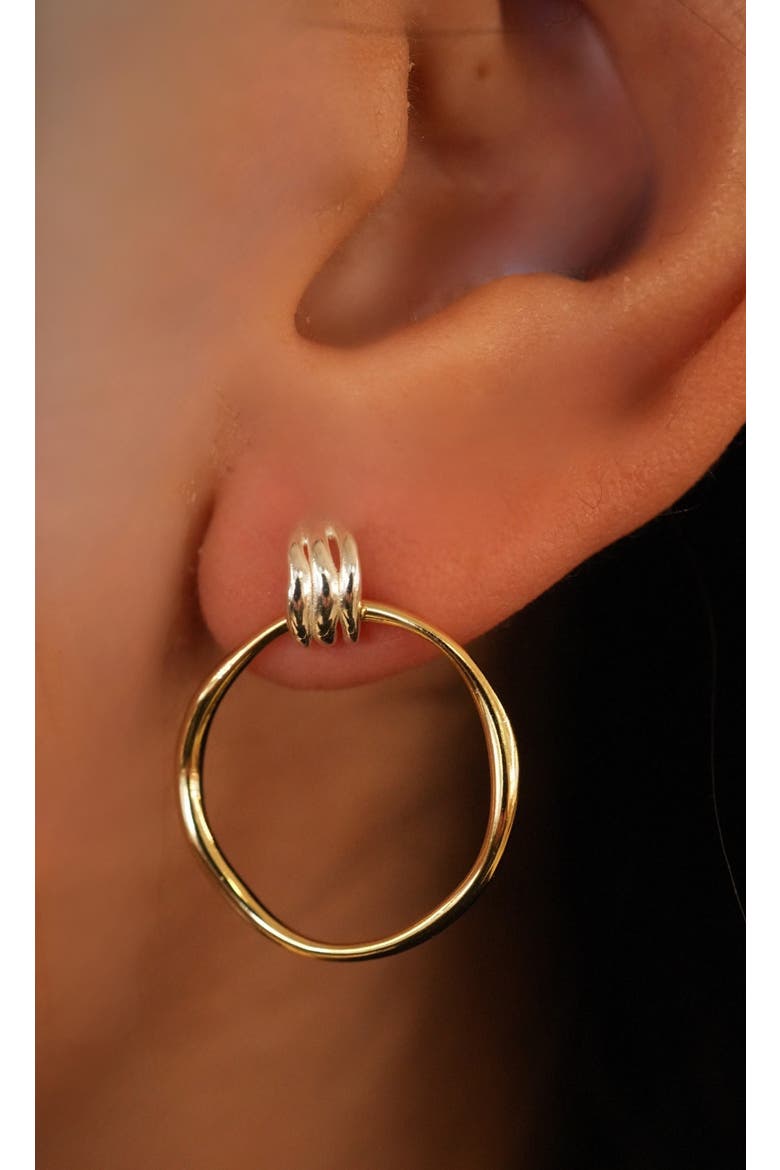Frontal Hoop Earrings, Alternate, color, GOLD/ SIL