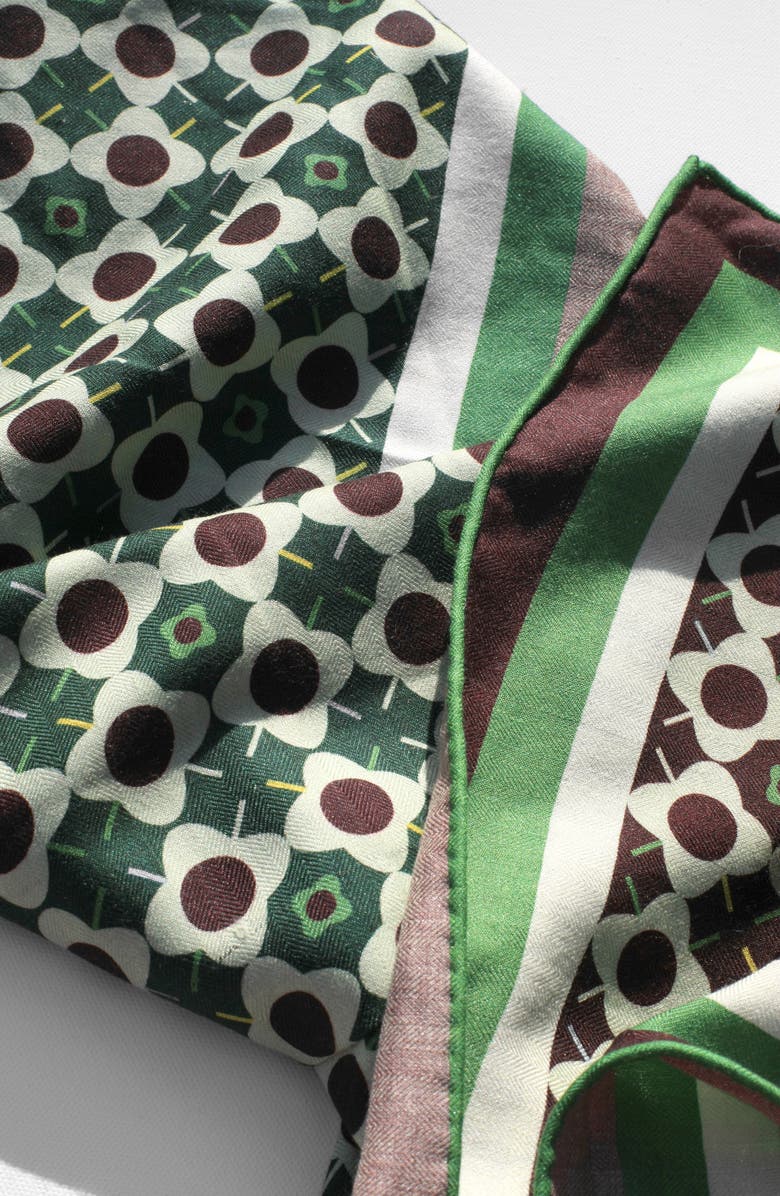 Jessie Zhao New York Double Sided Wool Silk Scarf Of Polka Dot Bloom, Alternate, color, Brown