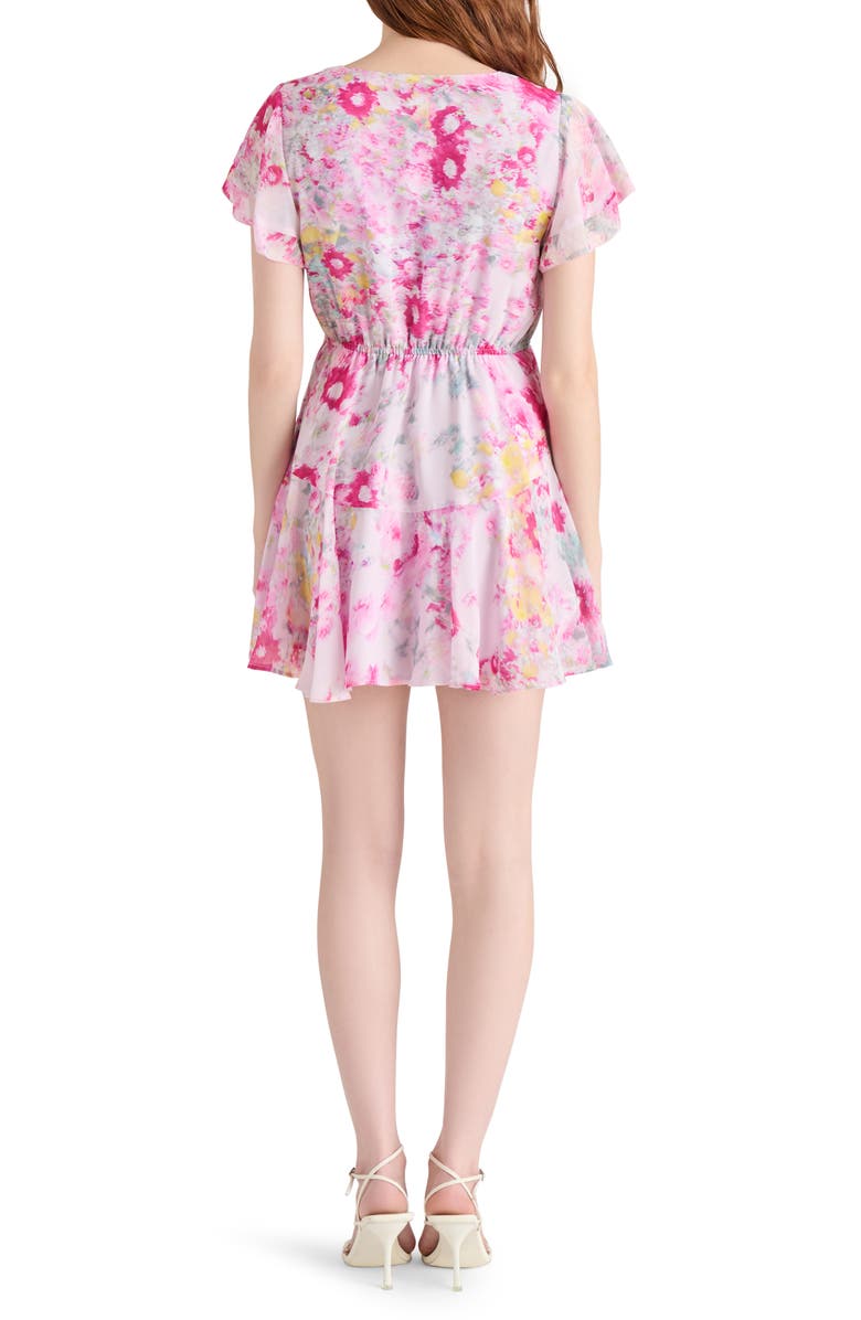 Steve Madden Kirsty Floral Chiffon Minidress, Alternate, color, Pink Hydrangea