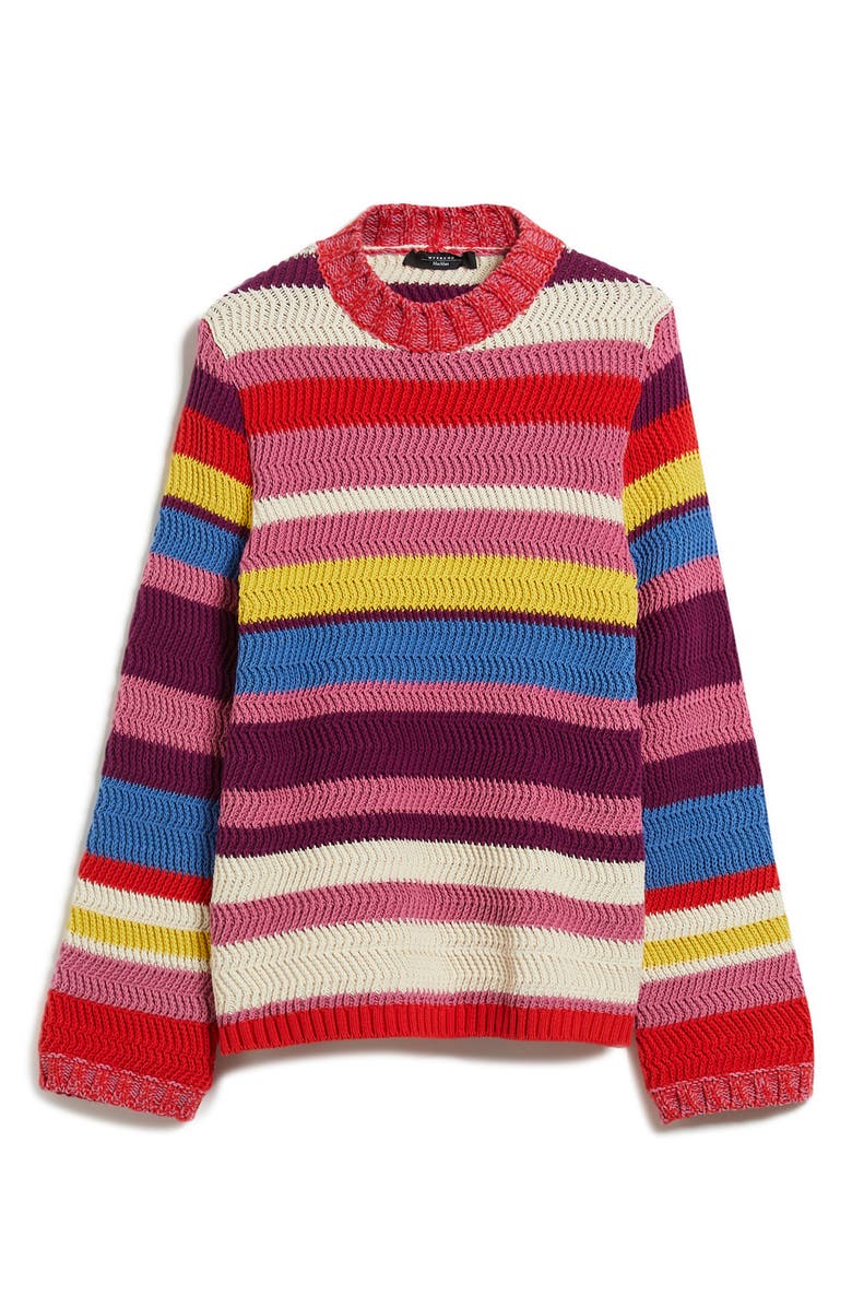 Weekend Max Mara Kabir Multicolor Stripe Cotton Blend Sweater, Alternate, color,