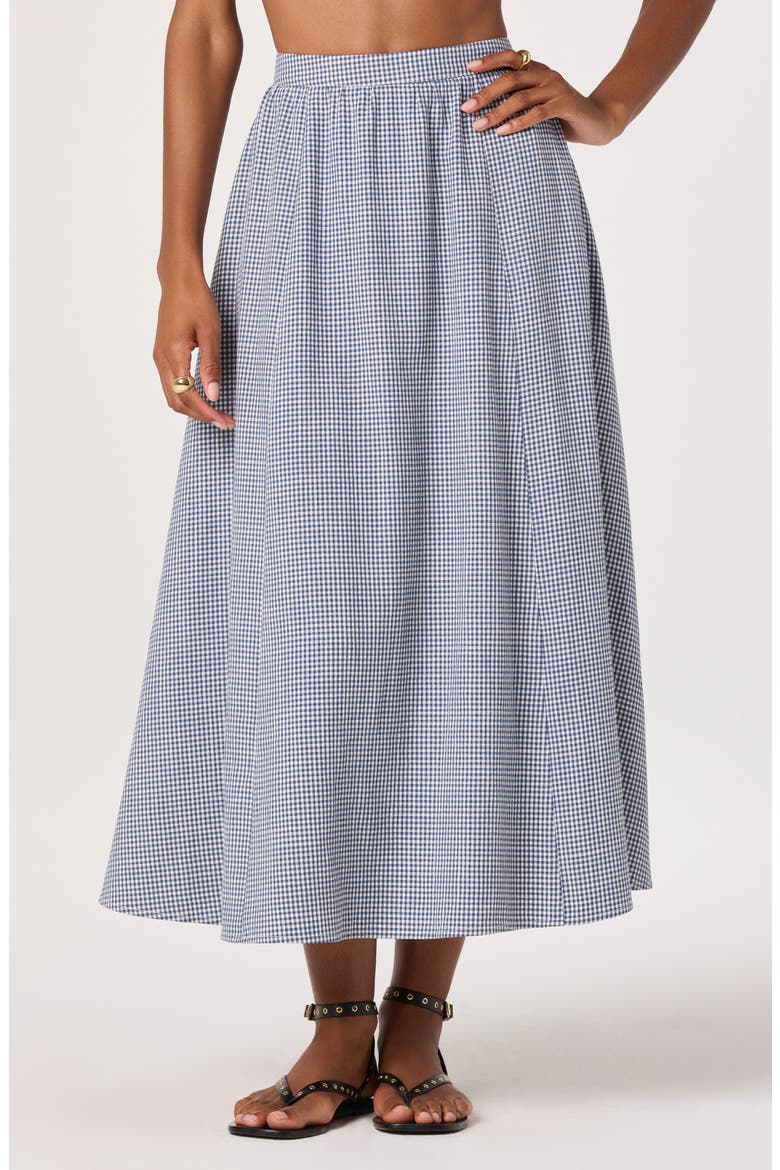 Wylda Floral Print Maxi Skirt, Main, color, BLUE GINGHAM