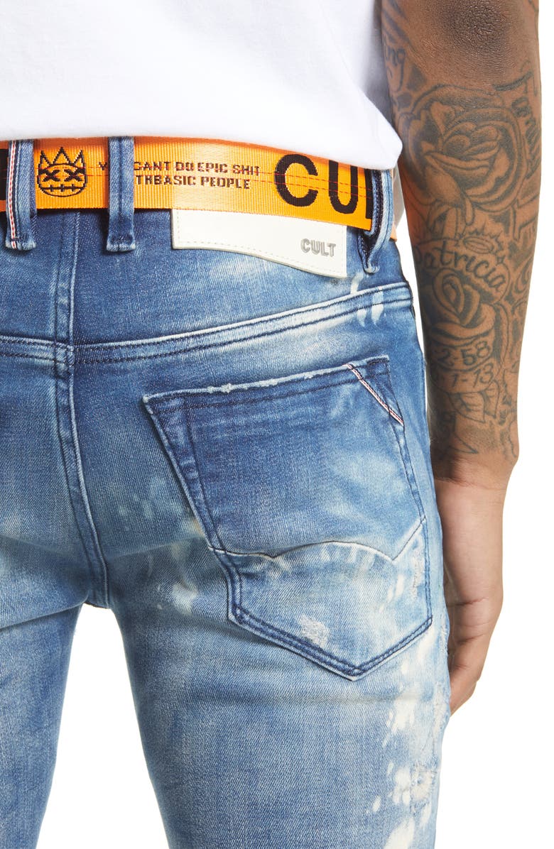 Cult of Individuality Punk Men's Distressed Super Skinny Jeans, Alternate, color, Dune