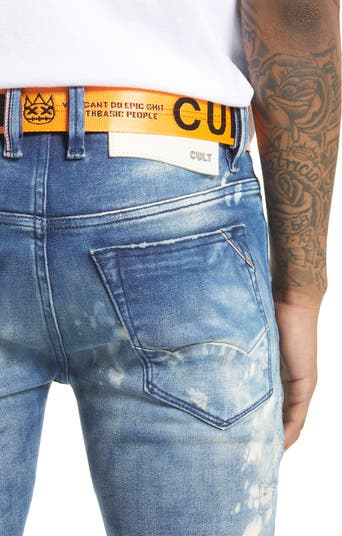 Punk Men's Distressed Super Skinny Jeans