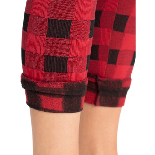 Muk Luks Fleece Lined Leggings In Red
