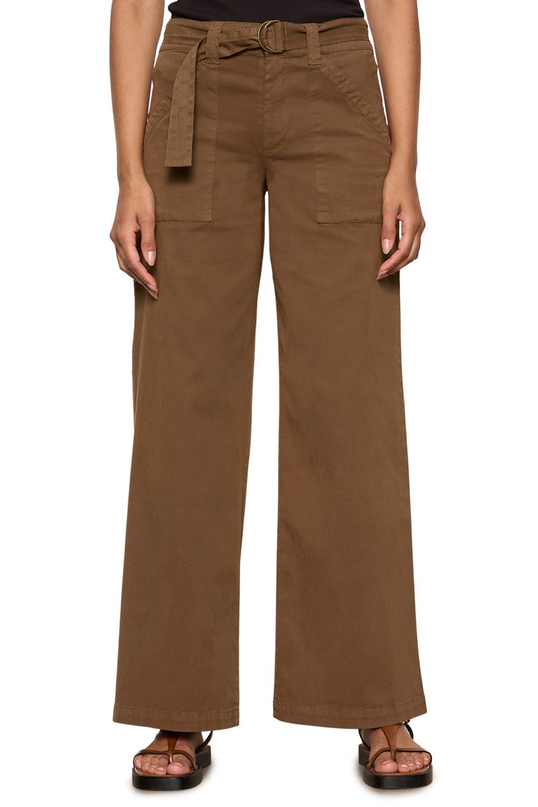 Belted Wide Leg Pants, Main, color, TIMBER BROWN