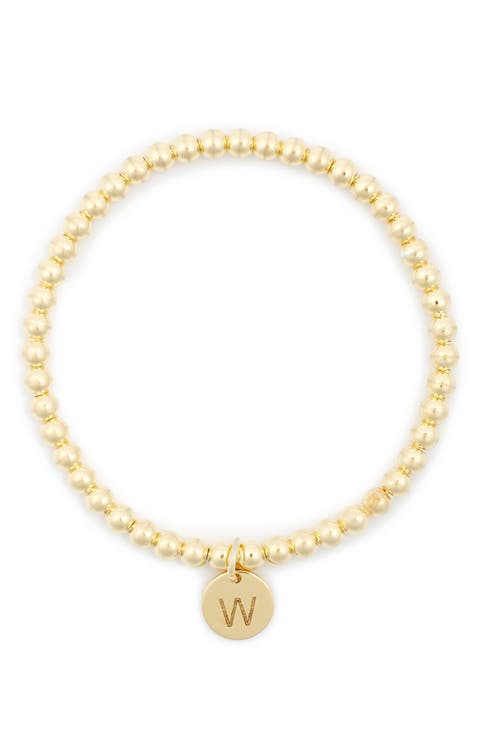Initial Charm Ball Stretch Bracelet