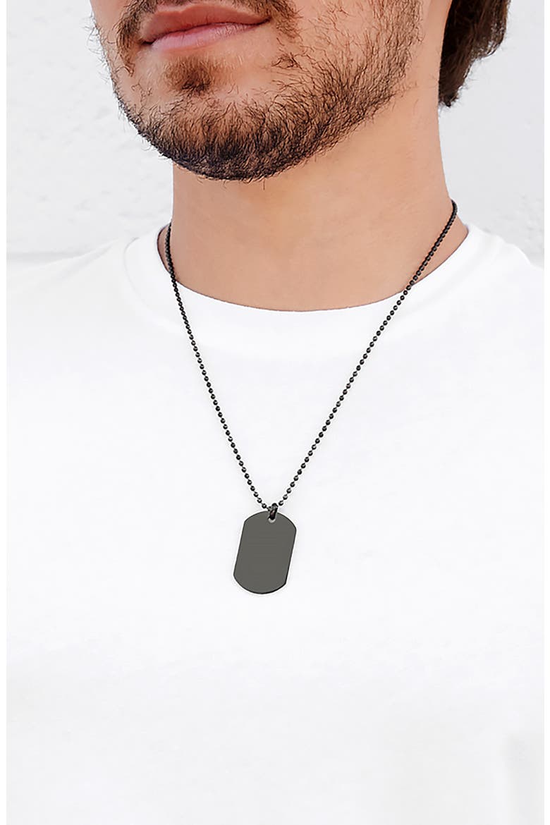 Men's Stainless Steel Dog Tag Necklace, Alternate, color, BLACK