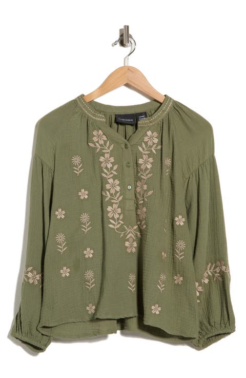 Embroidered Cotton Gauze Top