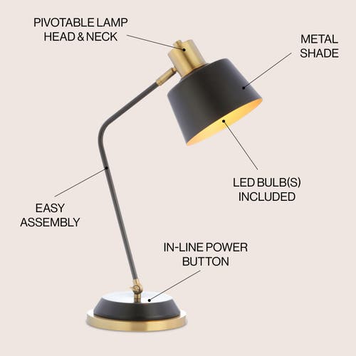 Jonathan Y Designs Rochelle 23in Metal Task Lamp In Black/brass Gold
