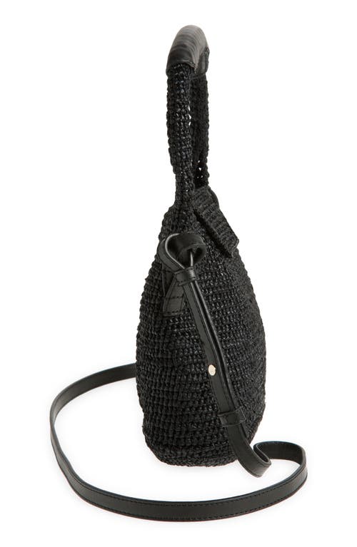 Helen Kaminski Yala Raffia Mini Shoulder Bag In Charcoal/black
