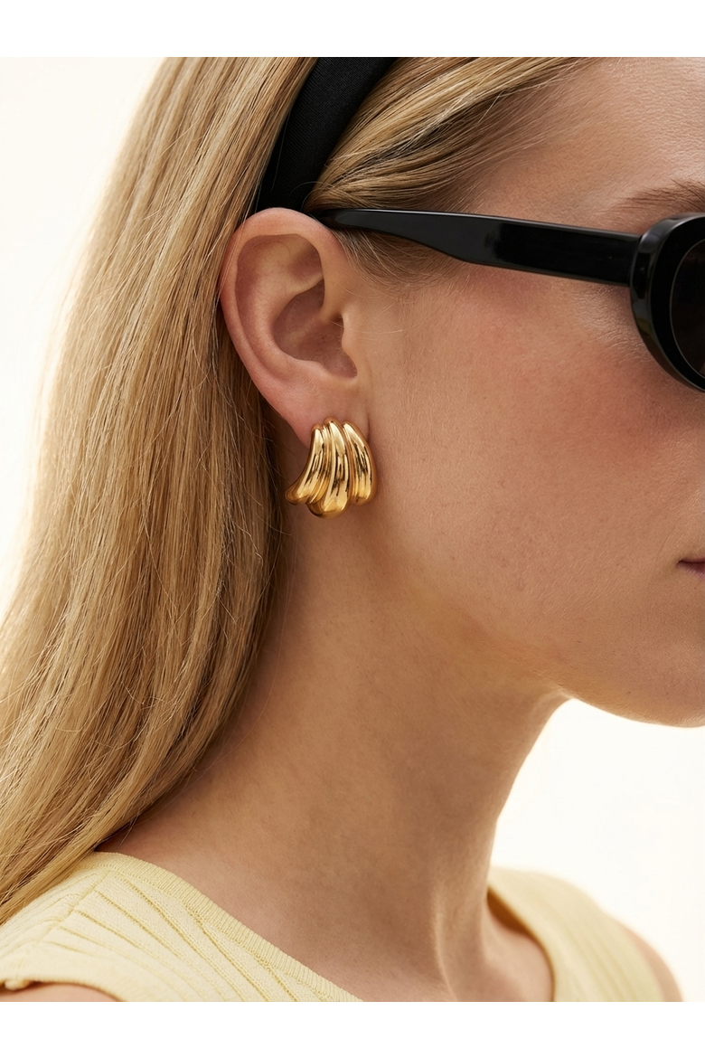 Sculptural Curve Polished Stud Earrings, Alternate, color, 18K Gold Plated