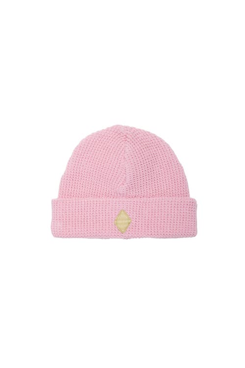 The Sunday Collective Organic Waffle Knit Beanie In Pink