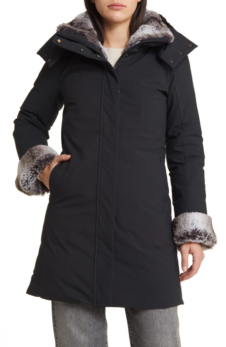 Save The Duck Samantha Hooded Parka with Faux Fur Lining, Main, color, 