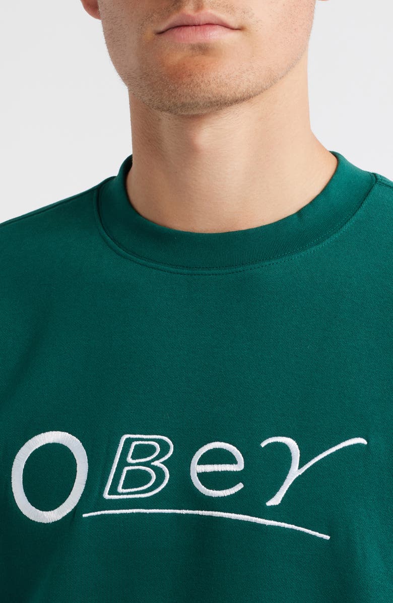 Obey Headlines Logo Sweatshirt, Alternate, color, Botanical Garden