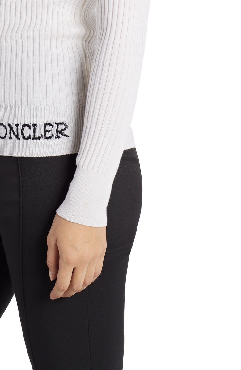 Moncler Jacquard Logo Rib Wool Sweater, Alternate, color,