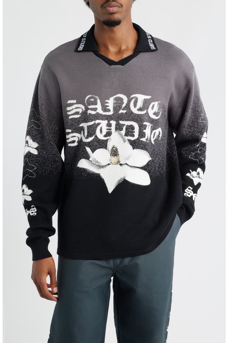 Khalil Rountree Lotus Knit Jersey, Main, color, BLACK