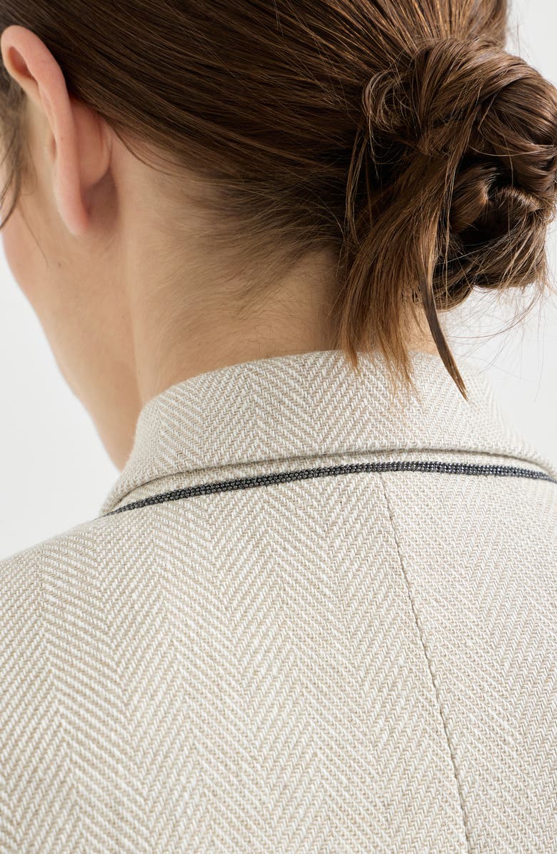 Brunello Cucinelli Chevron cropped blazer, Alternate, color, Beige