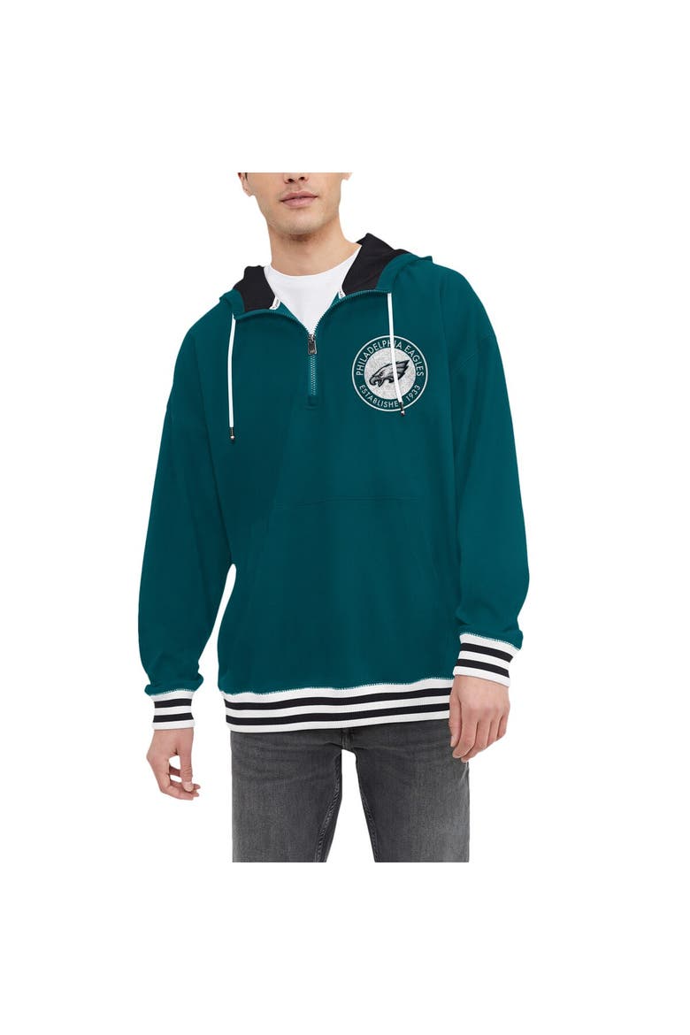 Men's Tommy Hilfiger Midnight Green Philadelphia Eagles Aaron Quarter-Zip Hoodie, Alternate, color, Green