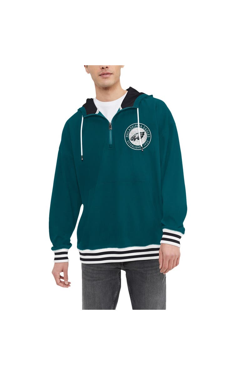 Tommy Hilfiger Men's Tommy Hilfiger Midnight Green Philadelphia Eagles Aaron Quarter-Zip Hoodie, Alternate, color, Green