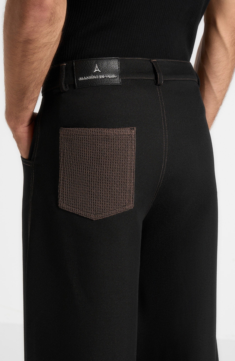 Manière De Voir Lazare Wide Leg Twill Jeans, Alternate, color, Black