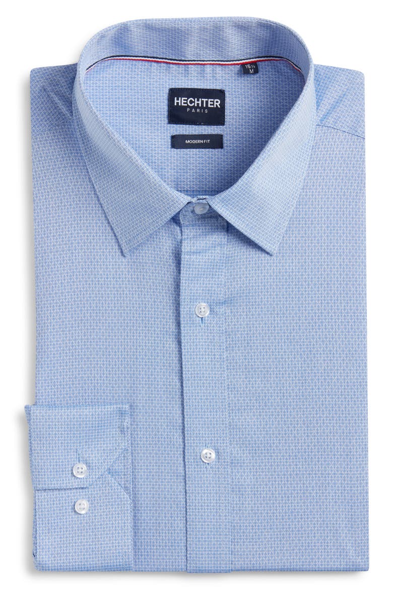 Modern Fit Light Blue Micropattern Cotton Dobby Dress Shirt, Alternate, color, BLUE