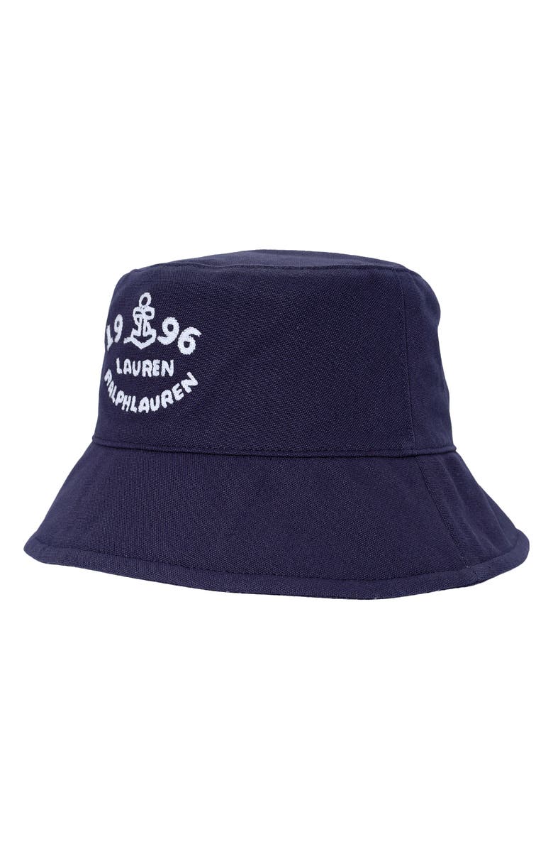 Lauren Ralph Lauren Embroidered Logo Bucket Hat, Alternate, color, Refined Navy