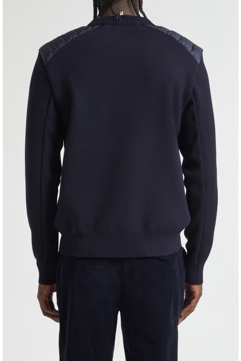 Quilted Shoulder Virgin Wool Blend Sweater, Alternate, color, MARITIME BLUE