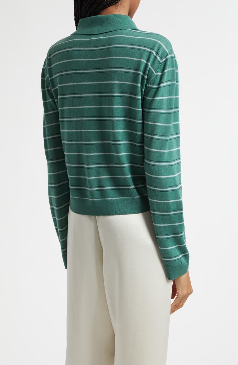LESET James Stripe Merino Wool Polo, Alternate, color, Basil Stripe