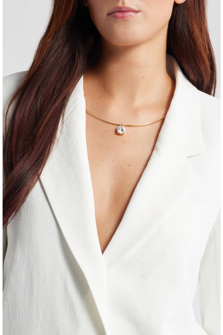 Cubic Zirconia Sliding Pendant Collar Necklace, Alternate, color, CLEAR- GOLD