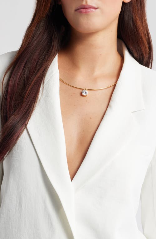 Nordstrom Cubic Zirconia Sliding Pendant Collar Necklace In Clear- Gold