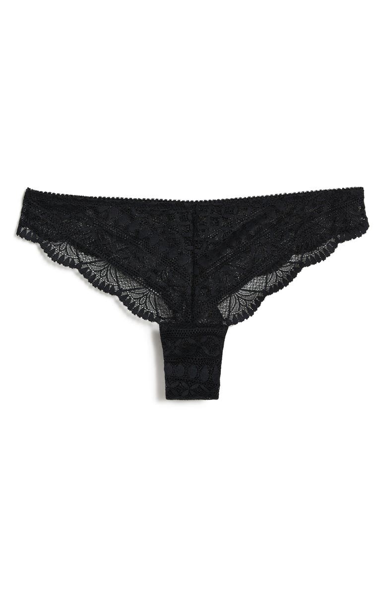 Etam Idole Lace Tanga, Alternate, color, Black