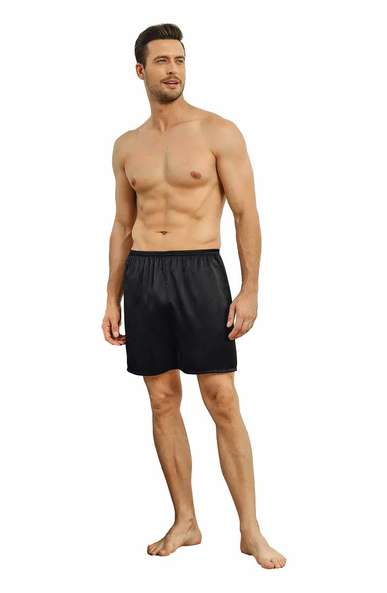 SILKSILKY Pure Silk Solid Color Mens Lounge Shorts, Main, color,
